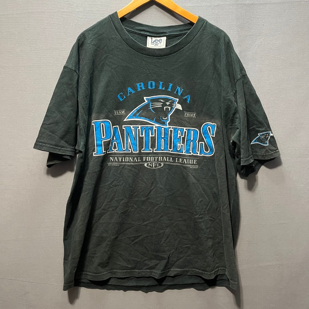 Vintage Lee Sport Carolina Panthers NFL T-Shirt XL Black Faded 90s Sportswear